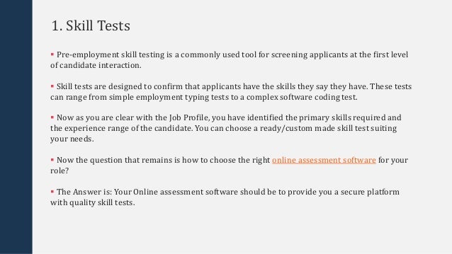 pre employment skills testing examples pre employment assessment