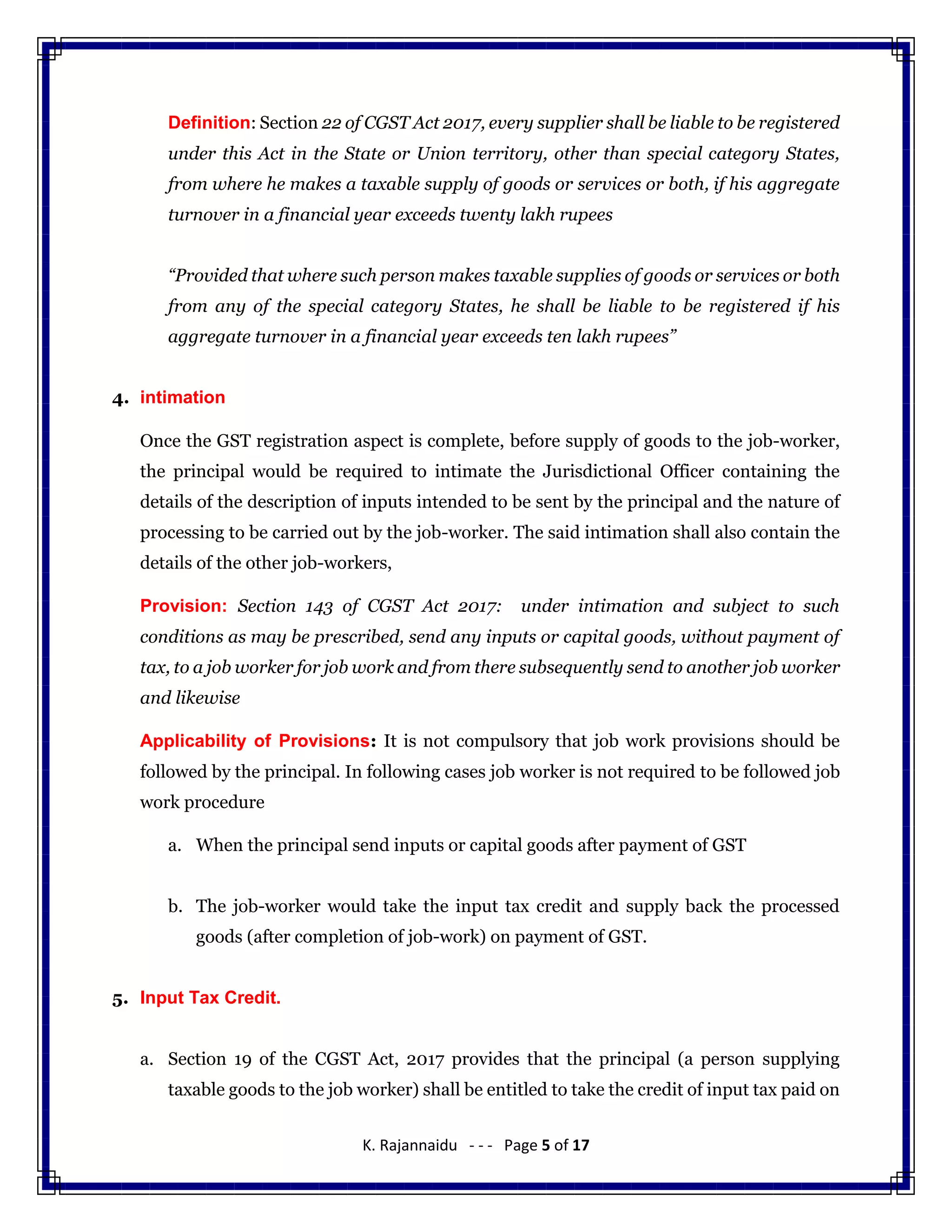 Guide for job work under gst | PDF