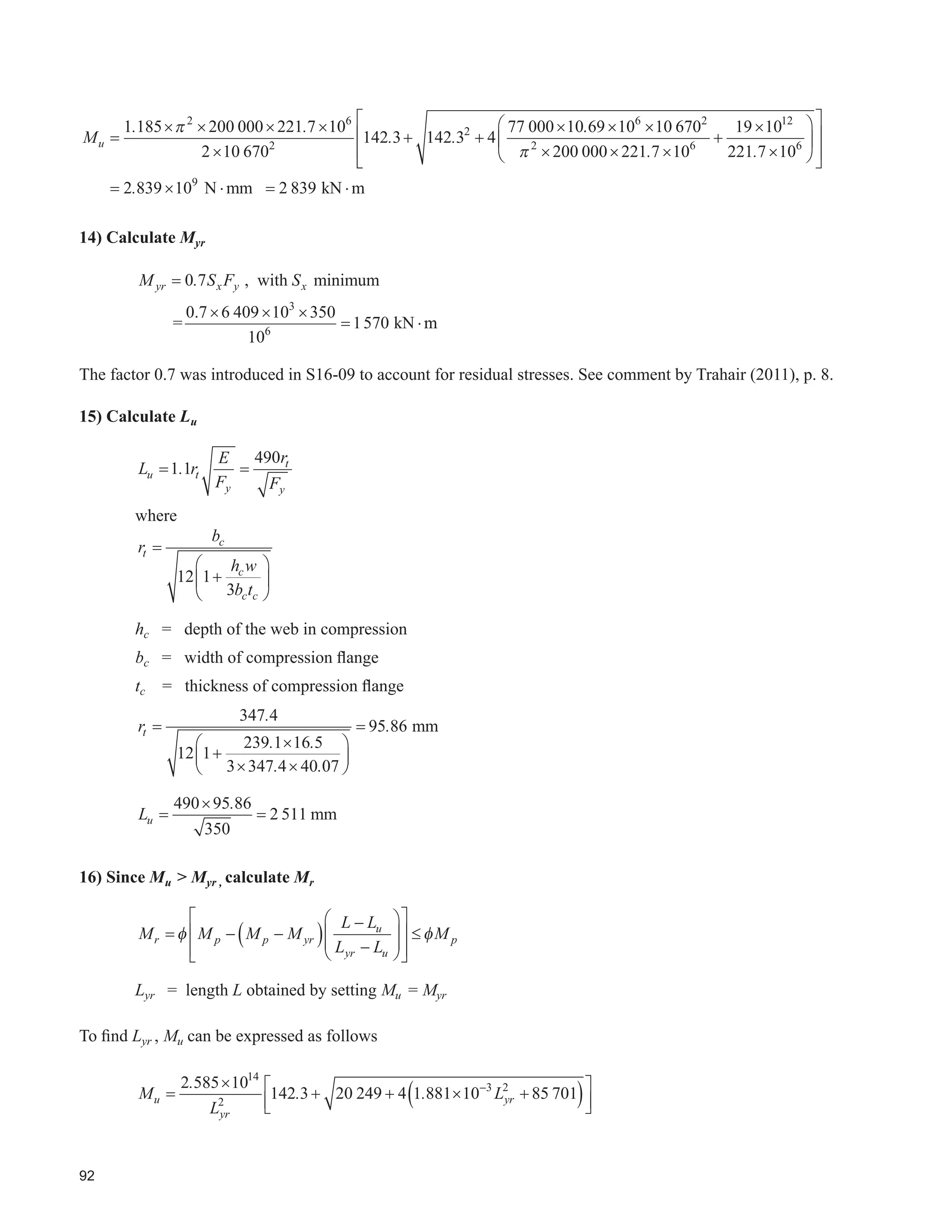 50
REFERENCES
1. AISE. 2003. Guide for the Design and Construction of Mill Buildings. Association of Iron and Steel
Engineers.Technical Report No. 13, Pittsburgh, Pennsylvania.
2. ASCE. 2002. Minimum Design Loads for Buildings and Other Structures. American Society of Civil
Engineers. Standard SEI/ASCE 7-02, New York.
3. Cannon, R.W., Godfrey, D.A. and Moreadith F.L. 1981. Guide to the Design of Anchor Bolts and Other
Steel Embedments. Concrete International, Vol. 3, No. 7, July. Farmington, Illinois.
 0$$  6SHFL¿FDWLRQV IRU 7RS 5XQQLQJ %ULGJH DQG *DQWU 7SH 0XOWLSOH *LUGHU (OHFWULF 2YHUKHDG
7UDYHOOLQJ UDQHV UDQH 0DQXIDFWXUHUV$VVRFLDWLRQ RI$PHULFD DQ$I¿OLDWH RI 0DWHULDO +DQGOLQJ ,QGXVWU
6SHFL¿FDWLRQ  5HYLVHG  KDUORWWH 1RUWK DUROLQD
 0$$  6SHFL¿FDWLRQV IRU 7RS 5XQQLQJ DQG 8QGHU 5XQQLQJ 6LQJOH *LUGHU (OHFWULF 7UDYHOOLQJ
UDQHV 8WLOL]LQJ 8QGHU 5XQQLQJ 7UROOH +RLVW UDQH 0DQXIDFWXUHUV $VVRFLDWLRQ RI $PHULFD DQ $I¿OLDWH
RI 0DWHULDO +DQGOLQJ ,QGXVWU 6SHFL¿FDWLRQ  5HYLVHG KDUORWWH 1RUWK DUROLQD
6. CSA.1996.SafetyStandardforMaintenanceandInspectionofOverheadCranes,GantryCranes,Monorails,
Hoists, and Trolleys. Canadian Standards Association Standard B167-96, Etobicoke, Canada.
7. Demo, D.A. and Fisher, J.W. 1976. Analysis of Fatigue of Welded Crane Runway Girders. American
Society of Civil Engineers. Journal of the Structural Division, May. Chicago, Illinois.
8. Ellifritt, D.S., and Lue, D.-M. 1998. Design of Crane Runway Beam with Channel Cap. American Institute
of Steel Construction. Engineering Journal, Second Quarter. Chicago, Illinois
9. Fang, S.-F. 2012. Applications of Pretensioned Anchor Rods in Industrial Facilities. American Institute of
Steel Construction. Engineering Journal, First Quarter. Chicago. Illinois.
10. Fisher, J.M. 2004. Industrial Buildings, Roofs to Column Anchorage. Second Edition. American Institute
of Steel Construction, Inc. Steel Design Guide Series 7. Chicago, Illinois.
11. Fisher, J.W., Kulak, G.L. and Smith, I.F.C. 1997. A Fatigue Primer for Structural Engineers. Advanced
Technology for Large Structural SystemsATLSS Report No. 97-11. Lehigh University, October. Bethlehem,
Pennsylvania.
12. Fisher, J.M., and Thomas, S.J. 2002. Design Concepts for Jib Cranes. American Institute of Steel
Construction. Engineering Journal, Second Quarter. Chicago, Illinois.
13. Fisher, J.M., and Van de Pas, J.P. 2002. New Fatigue Provisions for the Design of Crane Runway Girders.
American Institute of Steel Construction. Engineering Journal, Second Quarter. Chicago, Illinois.
14. Ziemian, R.D. 2010. Guide to Stability Design Criteria for Metal Structures, Sixth Edition. John Wiley and
Sons, Inc., Hoboken, New Jersey.
15. Goldman, C. 1990. Design of Crane Runway Girders for Top Running and Under Running Cranes and
Monorails. Canadian Journal of Civil Engineering, Volume 17. Montreal, Quebec.
16. Griggs, P.H., and Innis, R.H. 1978. Support Your Overhead Crane. Association of Iron and Steel Engineers.
Proceedings of the 1978 Annual Convention, Chicago, September 25 -27. Pittsburgh, Pennsylvania.
17. Griggs, P.H. 1976. Mill Building Structures. Proceedings of the Canadian Structural Engineering
Conference, 1976. Toronto, Ontario.
18. Johnson, P.C. and Laman, J.A. 2010. Singly Symmetric Combination Section Crane Girder Design Aids.
American Institute of Steel Construction. Engineering Journal. Fourth Quarter. Chicago, Illinois.
19. Kulak, G.L. and Grondin, G.Y. 2010. Limit States Design in Structural Steel, Ninth Edition. Canadian
Institute of Steel Construction, Markham, Ontario.
20. Kulak, G.L., Fisher, J.W., and Struik, J.A. 1987 Guide to Design Criteria for Bolted and Riveted Joints,
Second Edition. John Wiley and Sons, Inc., New York, New York.
21. Laman,J.A.1996.LRFDCraneGirderDesignProcedureandAids.AmericanInstituteofSteelConstruction.
Engineering Journal, Fourth Quarter. Chicago, Illinois.
 