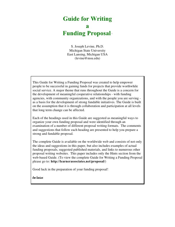 example of how to write a proposal for funding
