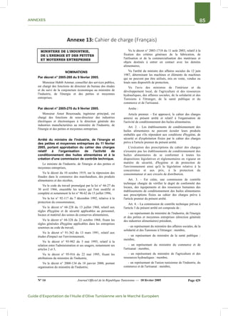 85ANNEXES
Guide d’Exportation de l’Huile d’Olive Tunisienne vers le Marché Européen
Annexe 13: Cahier de charge (Français)
 