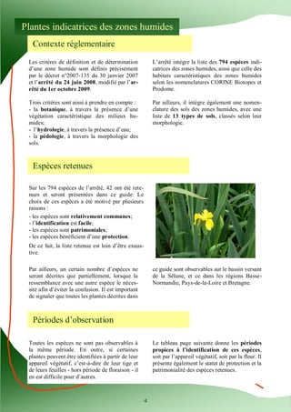 4 
Contexte réglementaire 
Plantes indicatrices des zones humides 
Les critères de définition et de détermination d’une zo...