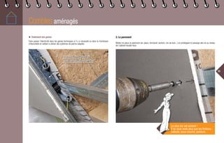 Combles aménagés
23
◆ Traitement des gaines
Faire passer l’électricité dans les gaines techniques si il y a nécessité ou dans la membrane
d’étanchéité en veillant à utiliser des systèmes de patchs adaptés.
3. Le parement
Mettez en place le parement (ex: placo, fermacell, lambris, clin de bois...) en privilégiant le passage des vis au niveau
de l’adhésif double-face.
Vous pouvez remplir l’espace vide
avec un complément d’isolation
(ce qui renforcera l’efficacité thermique
et évitera le phénomène de résonance)
Le plus dur est achevé !
Il ne vous reste plus que les finitions :
calicots, sous-couche, peinture…
 
