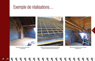 28
Exemple de réalisations…
Etat d’origine de la toiture sans pare-pluie
et tuile d’époque
Refonte de la toiture avec pare-pluie HPV, contre-litonnage,
litonnage et nouvelle tuile avec tuile faitière ventilé.
Mise en place des fenêtres de toit avec membrane
d’étanchéité à l’air
 