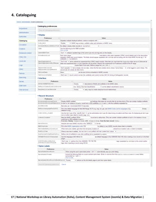 17 | National Workshop on Library Automation (Koha), Content Management System (Joomla) & Data Migration |
4. Cataloguing
 