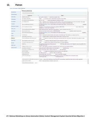 27 | National Workshop on Library Automation (Koha), Content Management System (Joomla) & Data Migration |
12. Patron
 