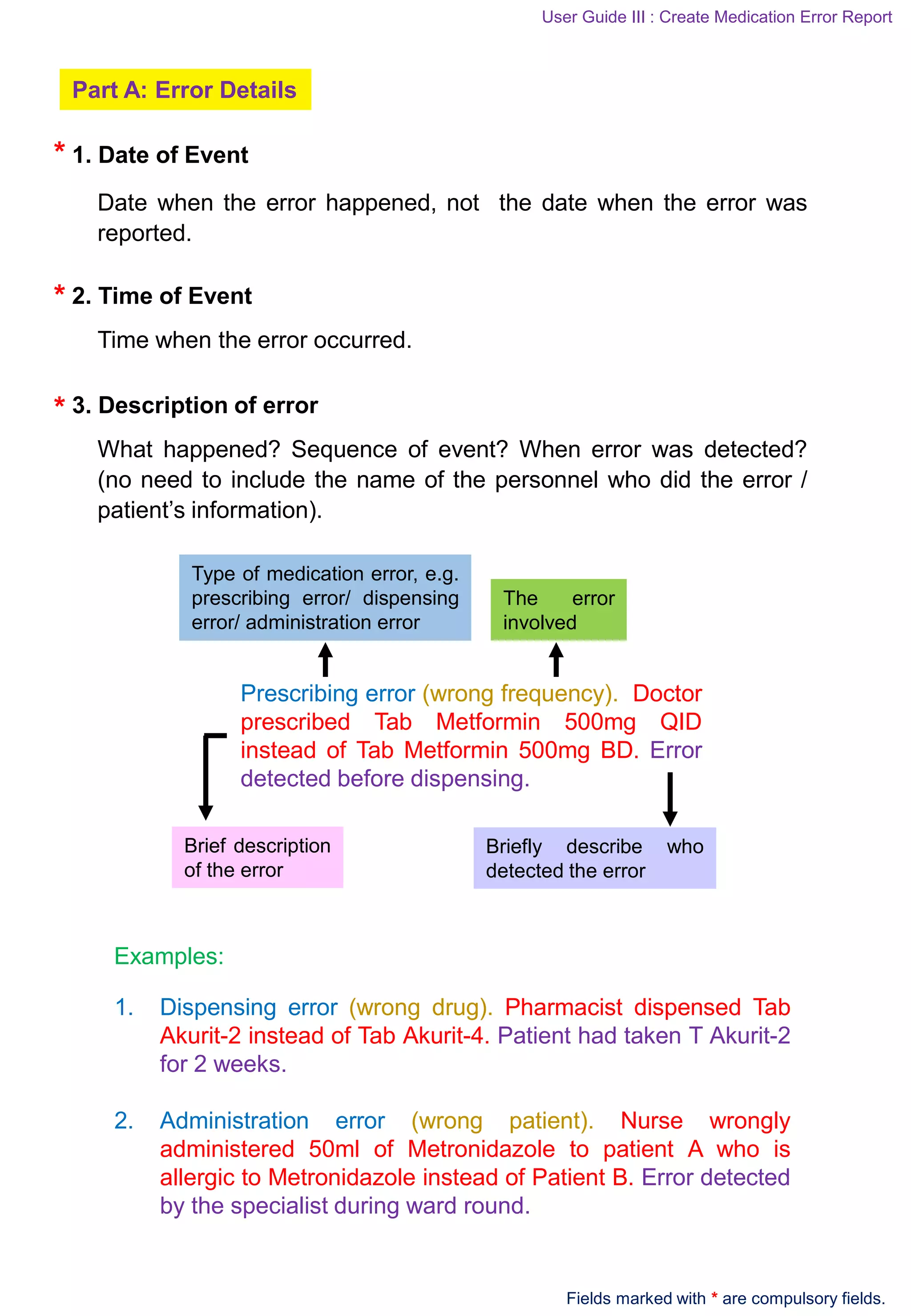 Medication Error Documentation Example guideline medication error reporting system | PDF