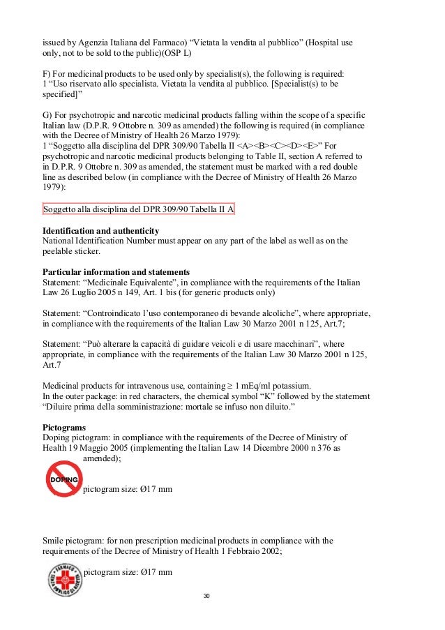 guideline packaging information