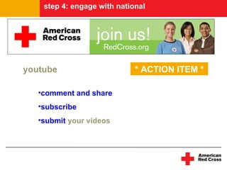 step 4: engage with national




youtube                      * ACTION ITEM *

   •comment and share
   •subscribe
   •sub...