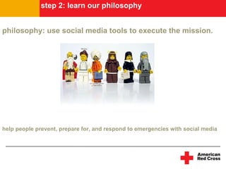 step 2: learn our philosophy


philosophy: use social media tools to execute the mission.




help people prevent, prepare...