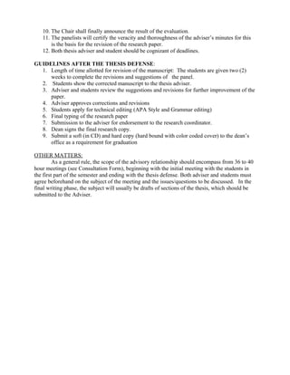 Guidelines For The Undergraduate Thesis With Remarks Doc