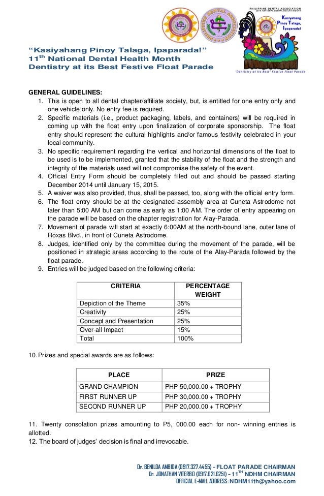 PDA Festive Float Parade 2014 Guidelines