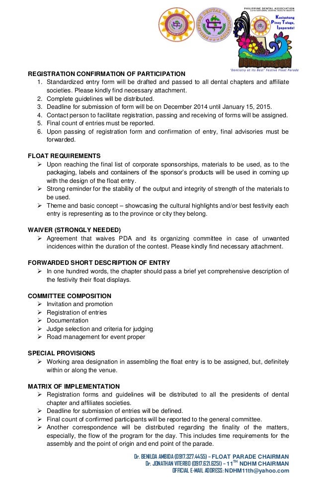PDA Festive Float Parade 2014 Guidelines