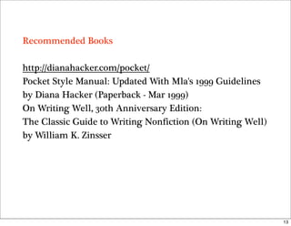 Guidelines for Writing