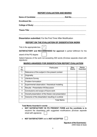 Dissertation Marking Example Guidelines m tech-disseratation | PDF