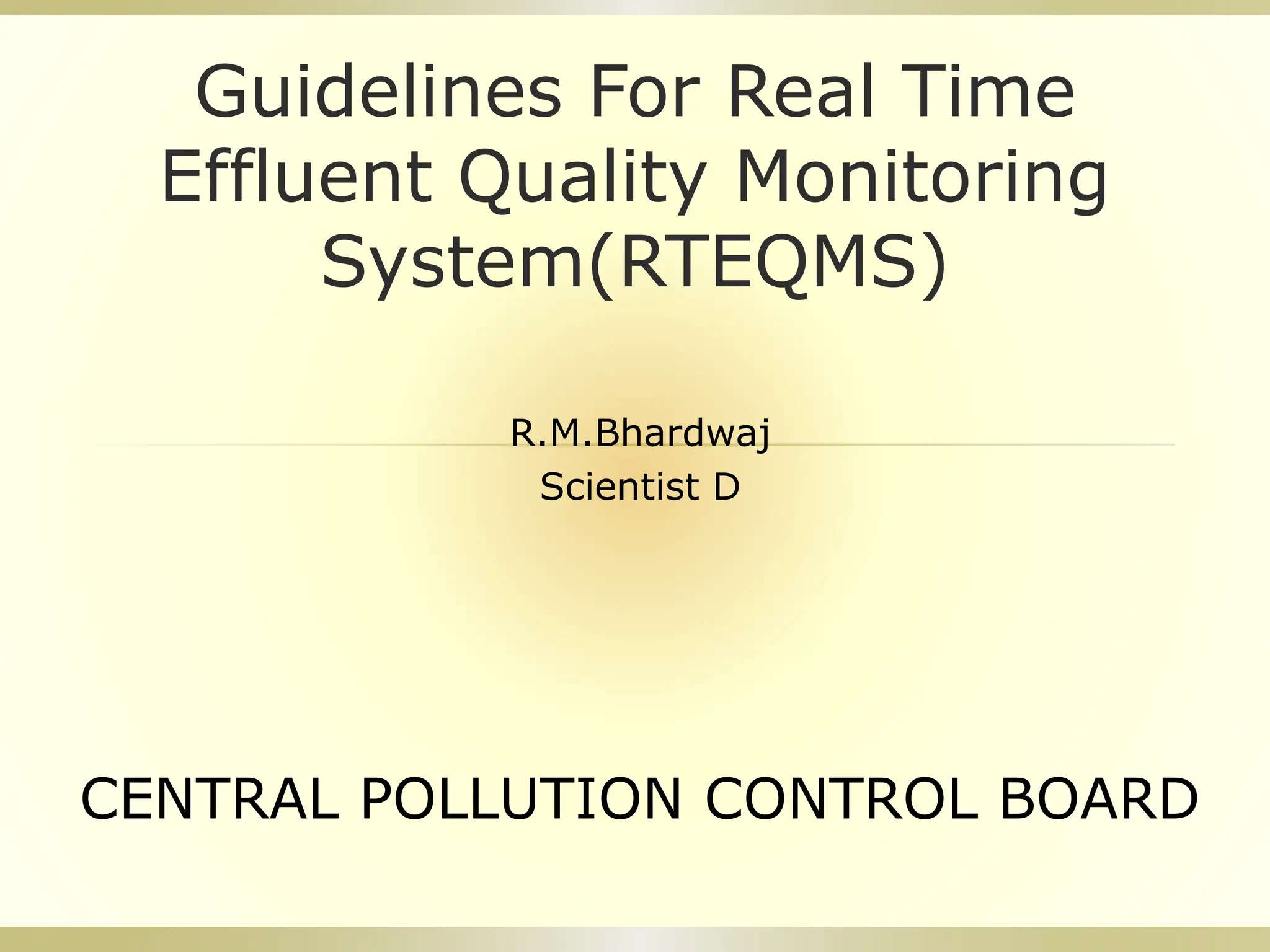 Guidelines on monitoring of online water water / effluent quality