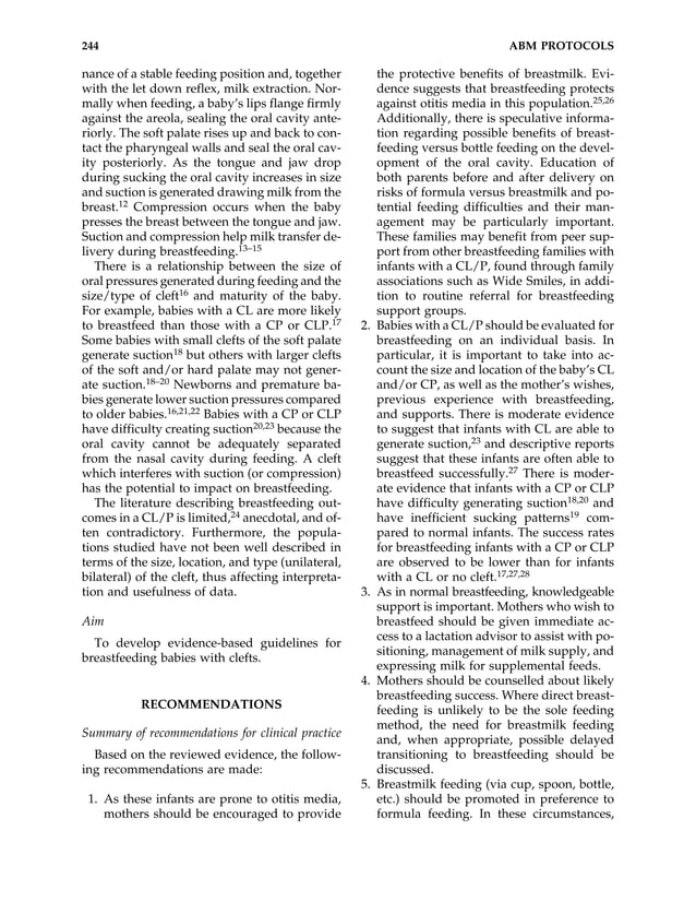 Guidelines For Breastfeeding Infants With Cleft Lip, Cleft Palate, Or