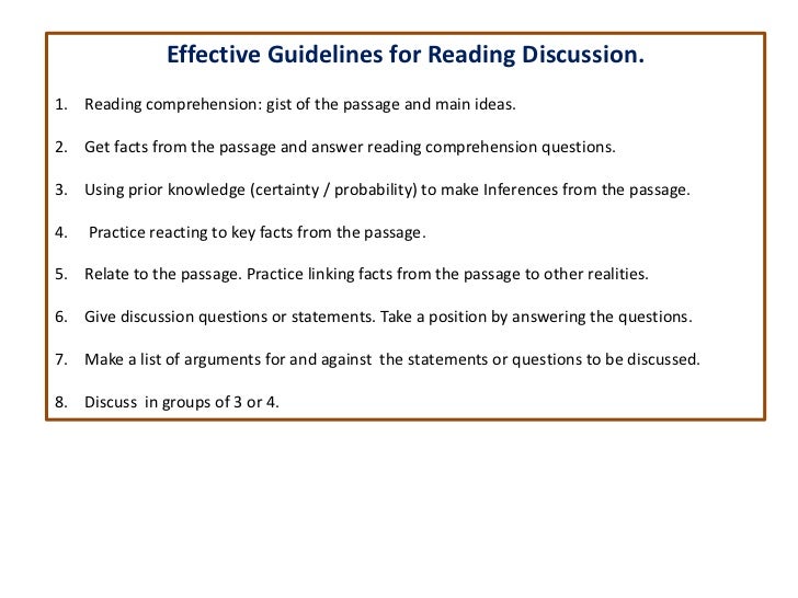 Guidelines for effective reading discussion