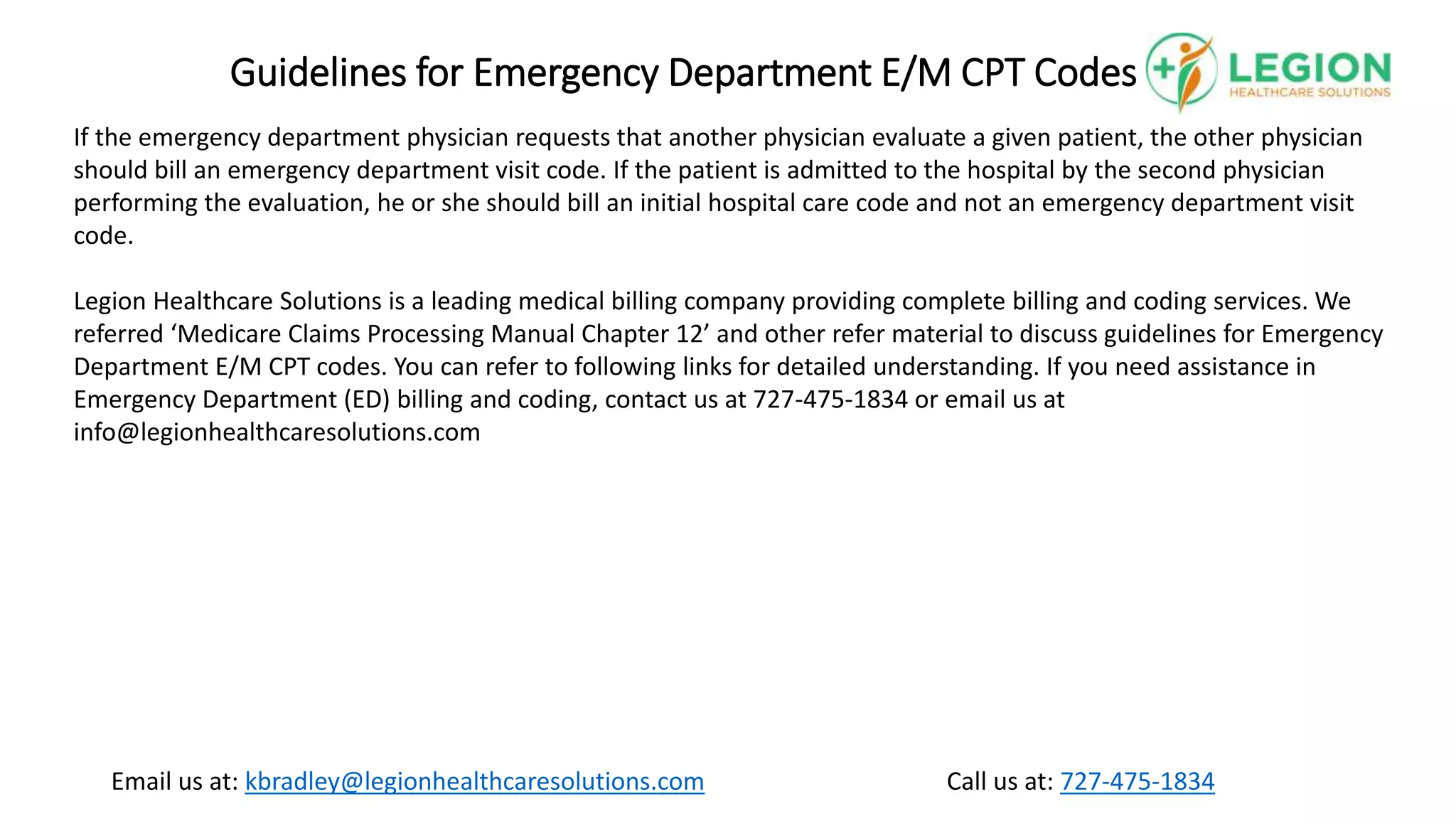 Guidelines for Emergency Department E M CPT Codes.pptx
