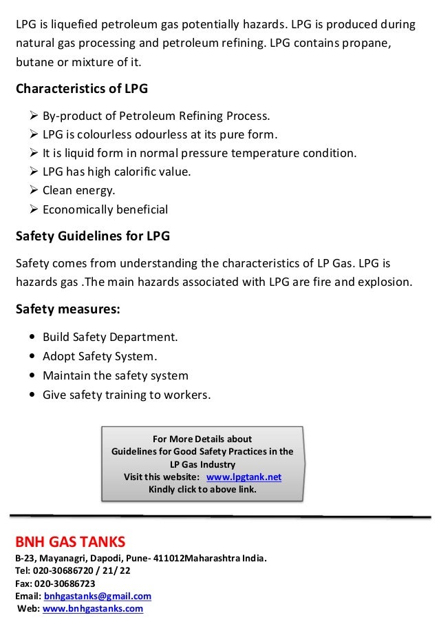 Guidelines for good safety practices in the lp gas industry