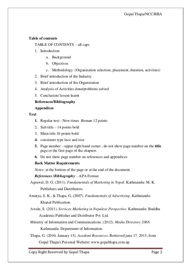 internship thesis guidelines mscis