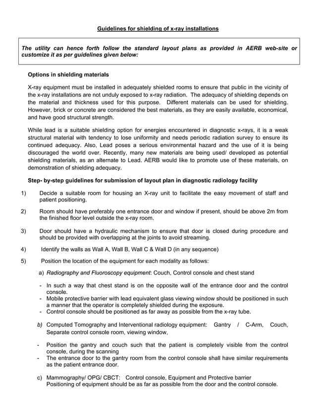 Guidelines for layout as per AERB PDF