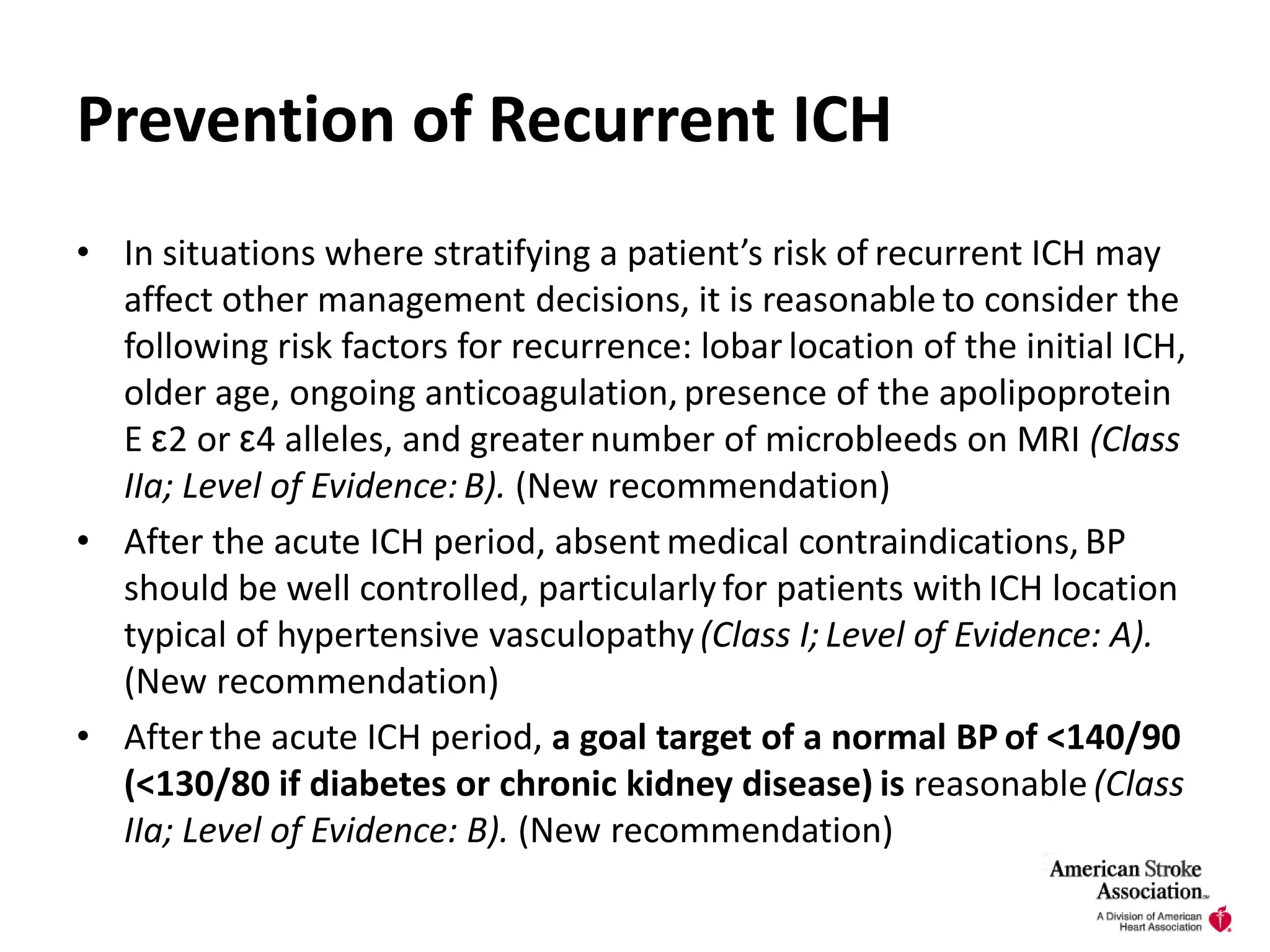 2010 Guidelines for Management of Spontaneous ICH | PPTX