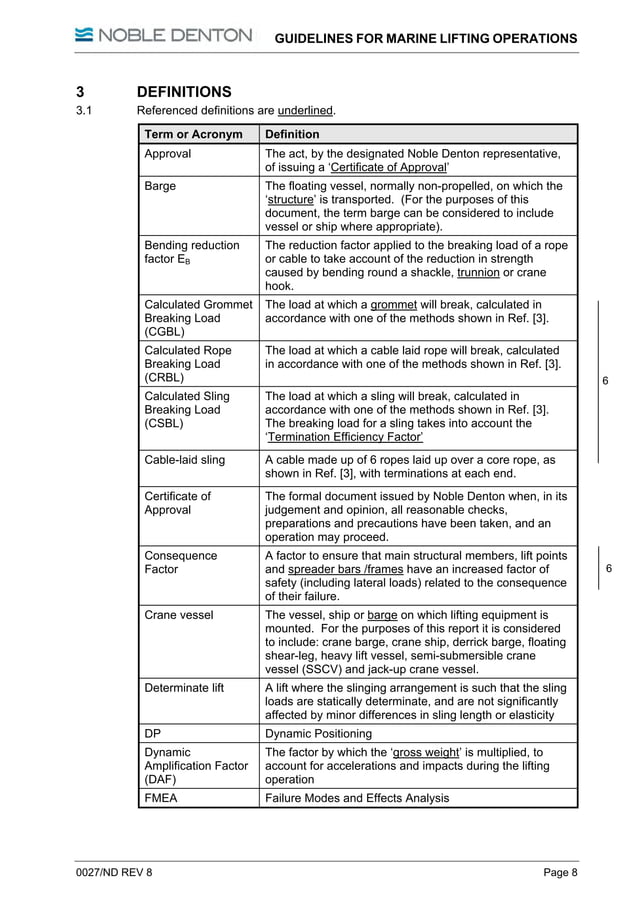 Guidelines for marine lifting operation noble denton | PDF