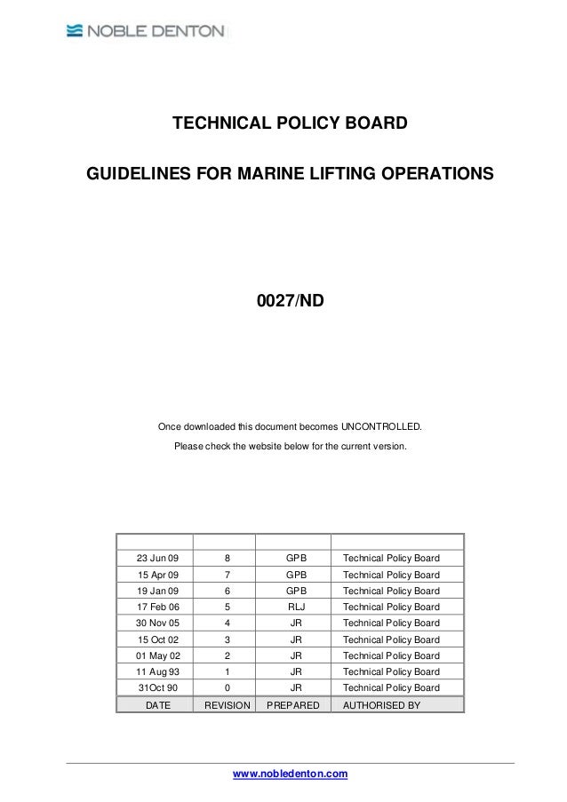 Guidelines for marine liftin   g operations