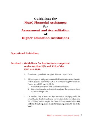 Guidelines for naac financial assistance final 28 02-2015 | PDF