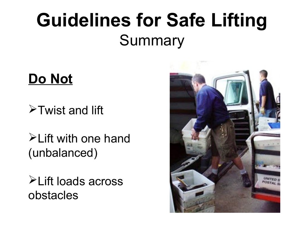 Guidelines for safer lifting