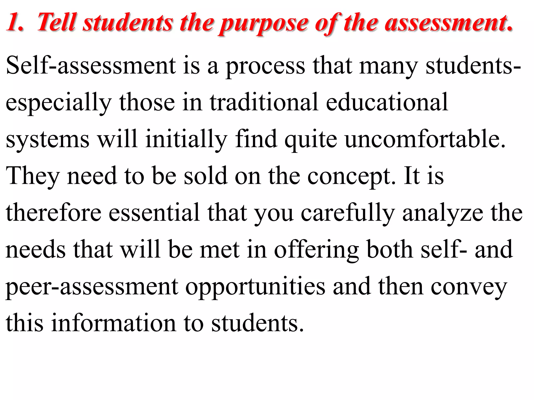 Guidelines for self and peer-assessment | PPTX