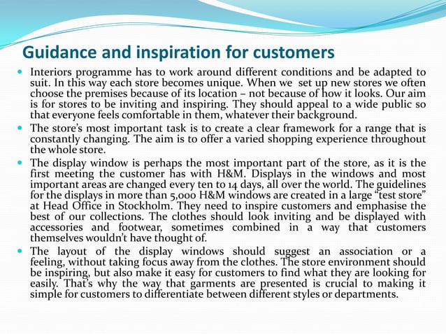 Guidelines for store design and display windows h&m | PPTX
