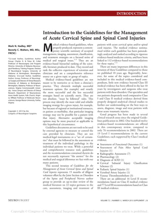 Guidelines for the management of acute cervical spine and spinal cord ...