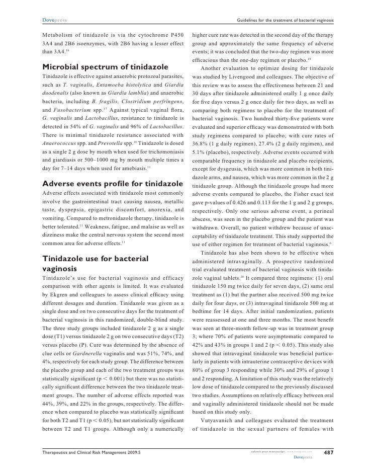 Tinidazole Dosage For Bv