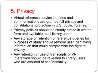Guidelines for Virtual Reference Services Summary | PPTX