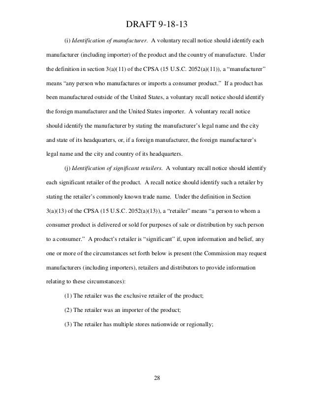 CPSC's Guidelines for voluntary recall notices
