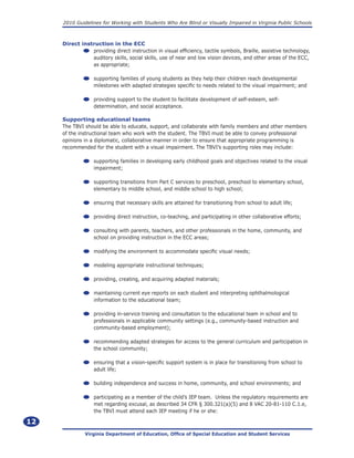 Guidelines for working with student who are blind or visually impaired ...