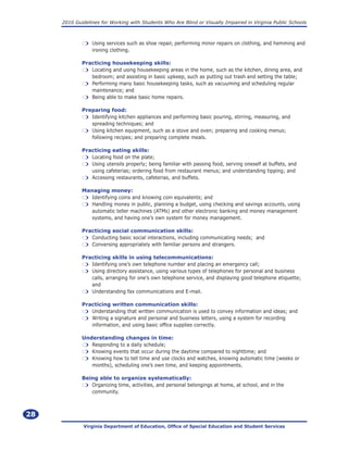 Table Setting Routine For Blind Guidelines for working with student who are blind or visually impaired ...