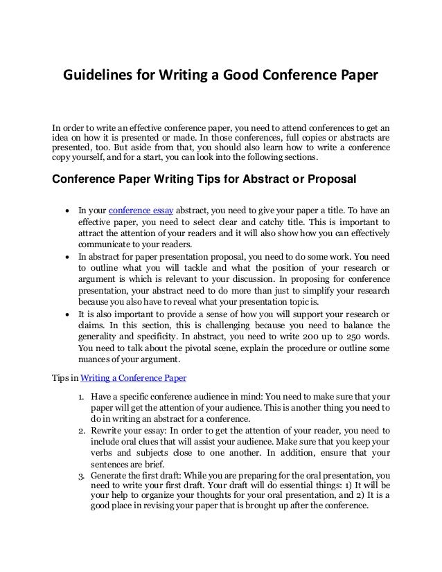 rules for paper presentation in conference