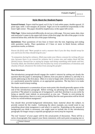 Guidelines for writing scholarly paper by Sohail Ahmed | PDF