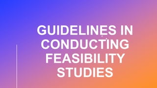 GUIDELINES IN
CONDUCTING
FEASIBILITY
STUDIES
 