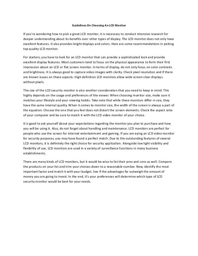 Guidelines on choosing an lcd monitor