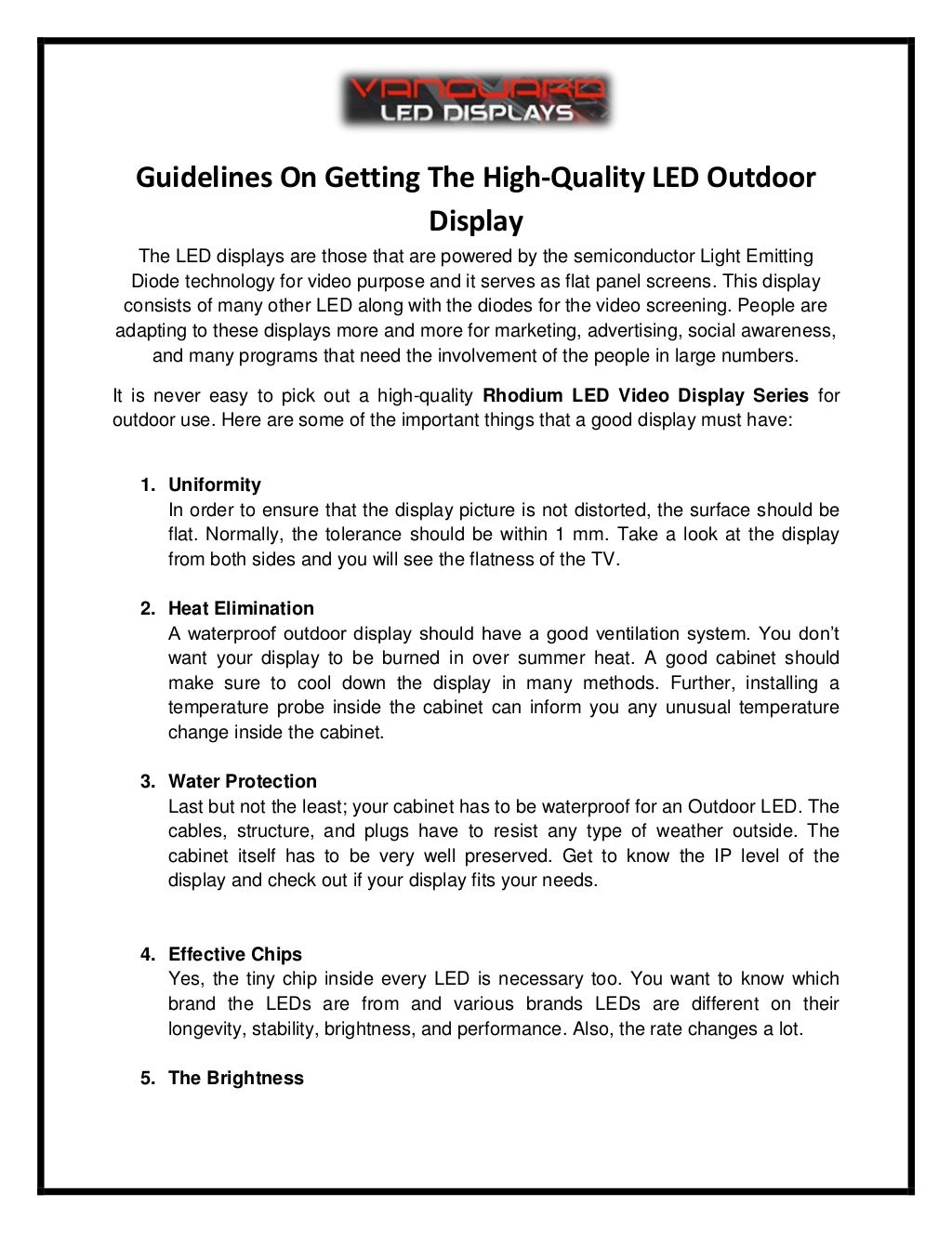 Guidelines On Getting The High Quality Led Outdoor Display