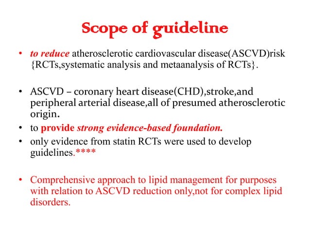 2013 ACC/AHA guidelines for blood cholesterol management | PPTX