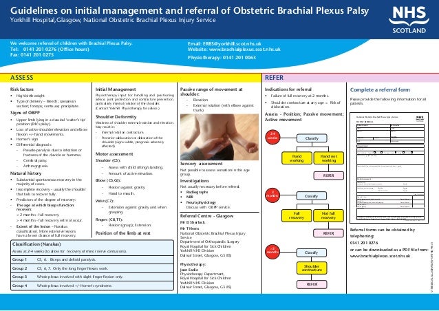 guidelines on obstetric brachial plexus palsy referral brachial plexus palsy