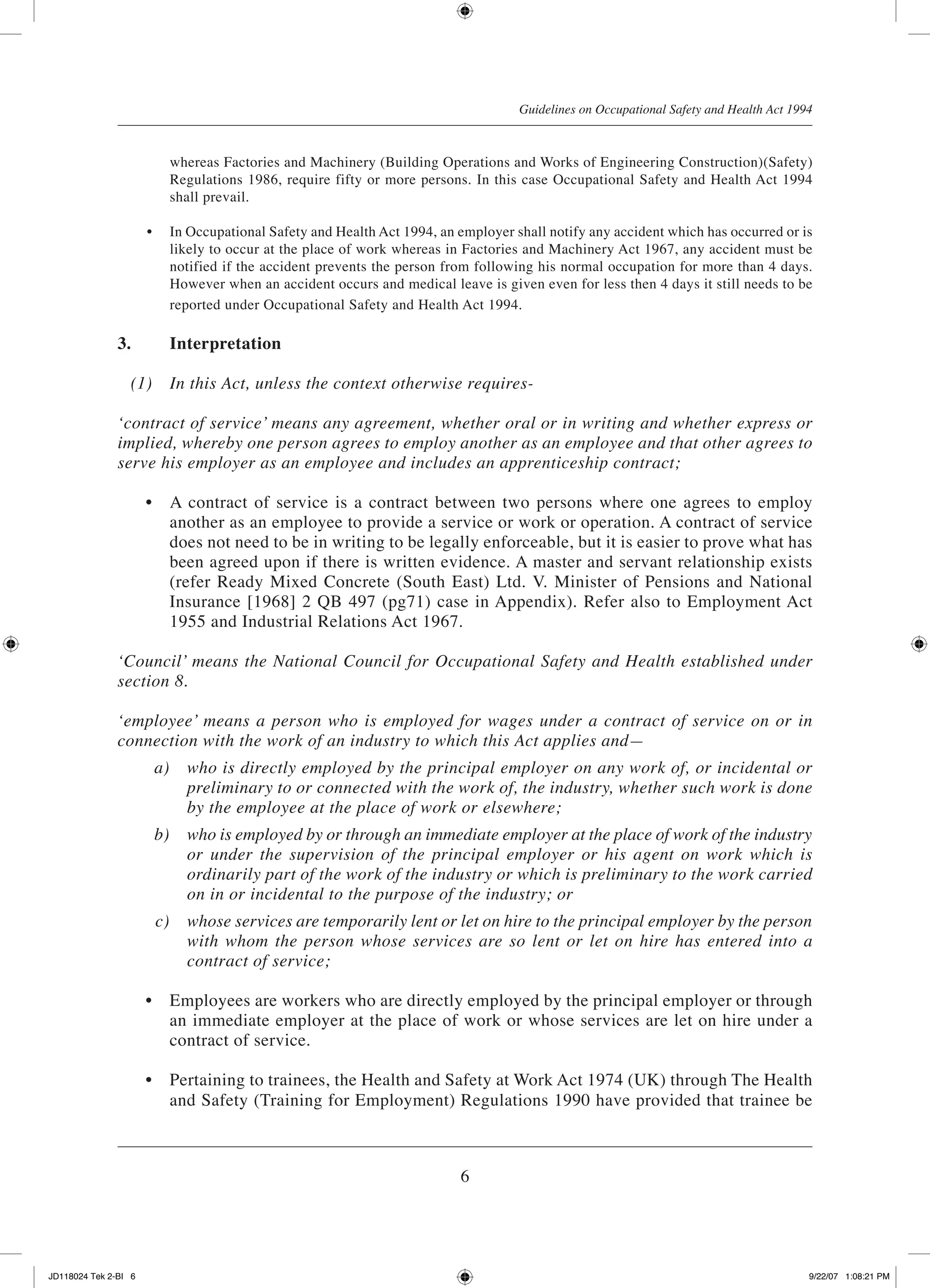 Guidelines on occupational safety and health act 1994 | PDF