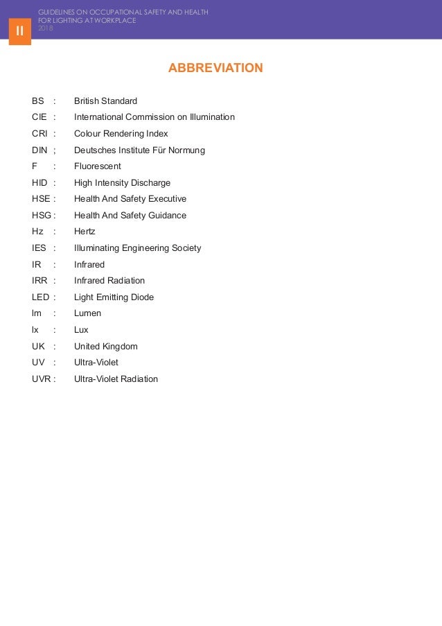 Guidelines On Osh For Lighting At Workplace Pdf Versi Bi