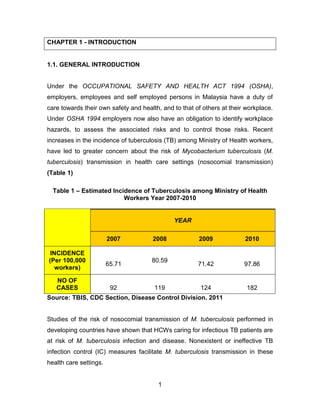 Guidelines on prevention and management of tuberculosis for hc ws in ...