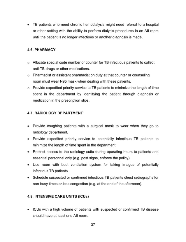 Guidelines on prevention and management of tuberculosis for hc ws in ...